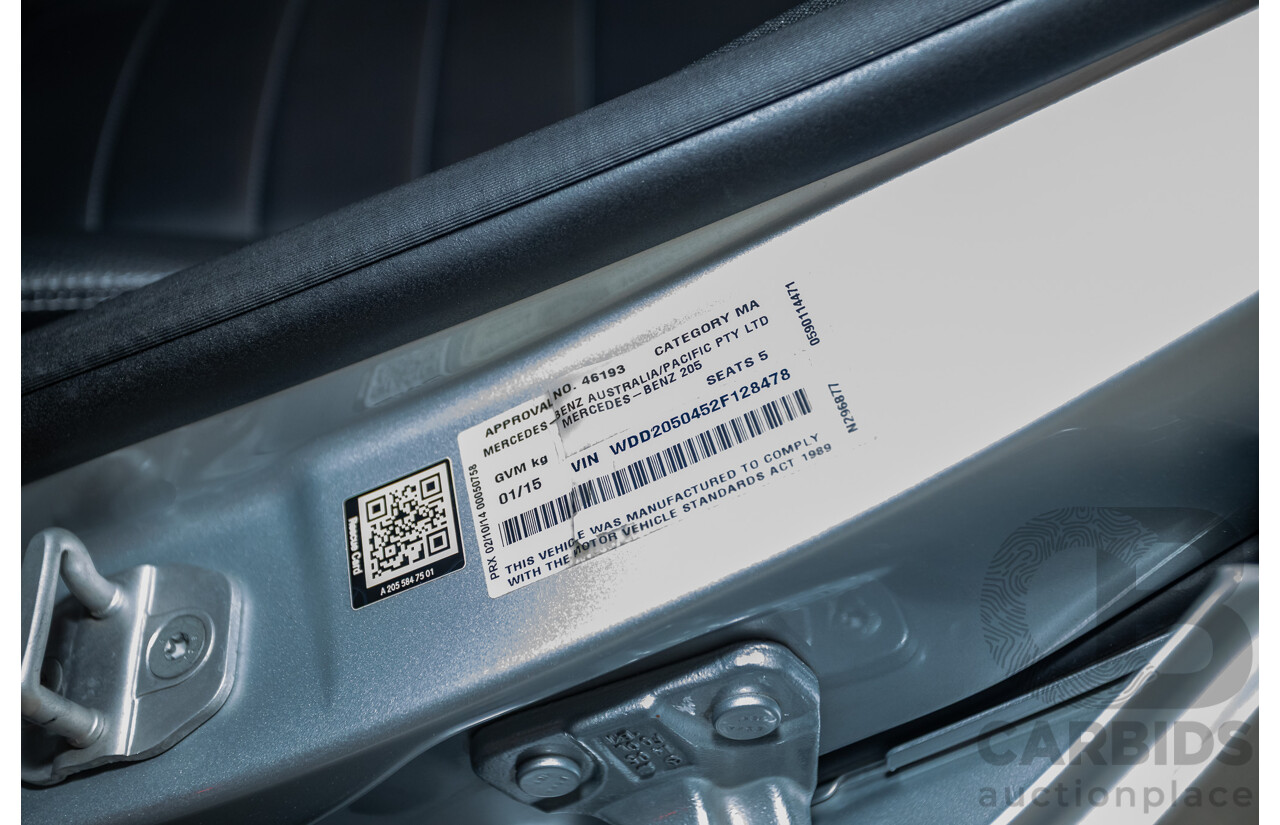 01/2015 Mercedes-Benz C250 205 4D Sedan Iridium Silver Metallic Turbo 2.0L