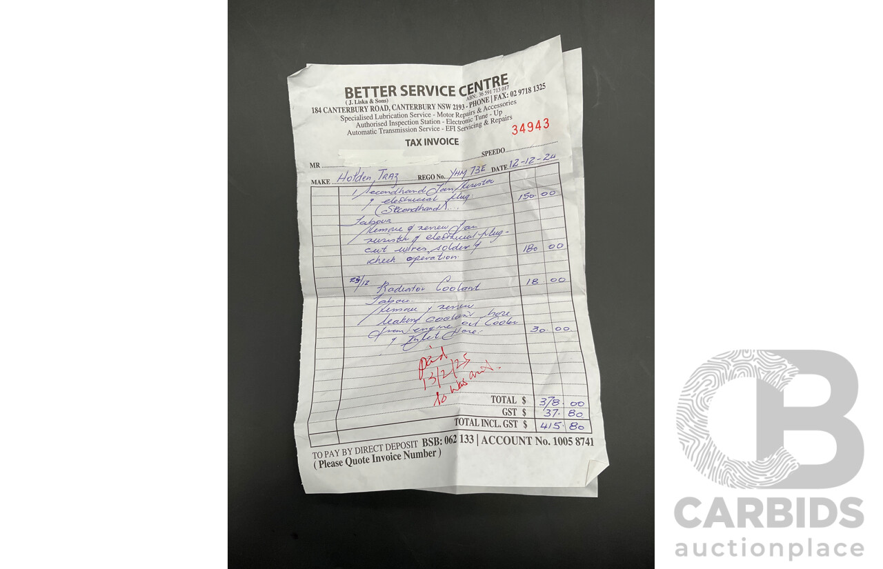 09/2017 Holden Trax LT (FWD) TJ MY18 4d Wagon Boracay Blue Turbo 1.4L