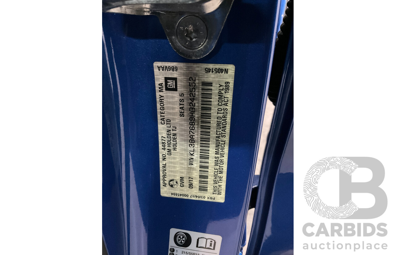 09/2017 Holden Trax LT (FWD) TJ MY18 4d Wagon Boracay Blue Turbo 1.4L