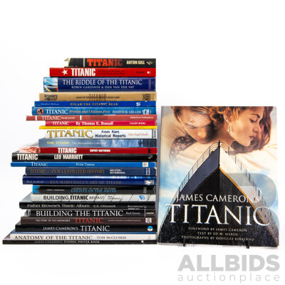 Collection Books Regarding the Titanic, Mostly Hardcovers, Including K Marshalls Art of the Titanic and More