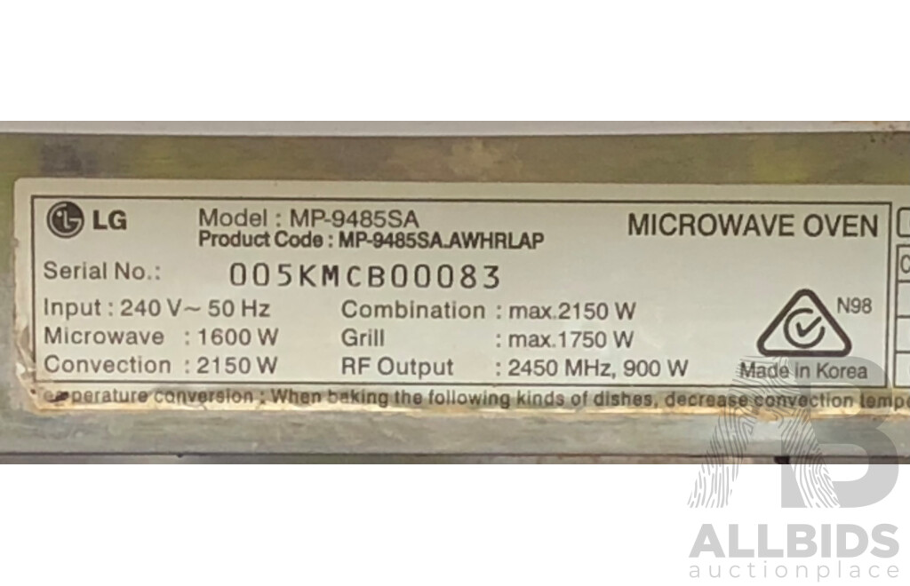 LG 34 Litre SolarDOM Combination Grill, Convection, Microwave Oven