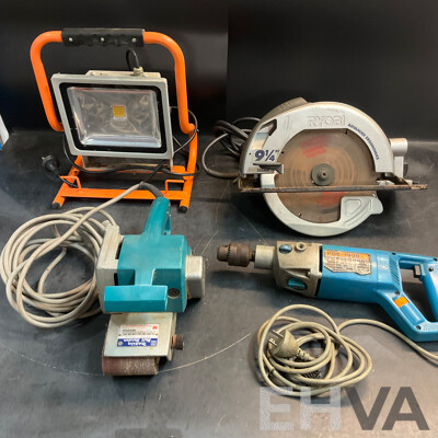 RYOBI, MAKITA Corded Power Tools & ARLEC WLED30 Worklight - Lot of 4