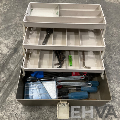1x Tradesman Steel Tool Box & 1x Plastic Tool Box with Assorted Tools