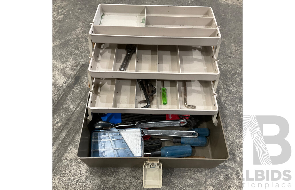 1x Tradesman Steel Tool Box & 1x Plastic Tool Box with Assorted Tools