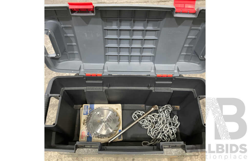 1x Tradesman Steel Tool Box & 1x Plastic Tool Box with Assorted Tools