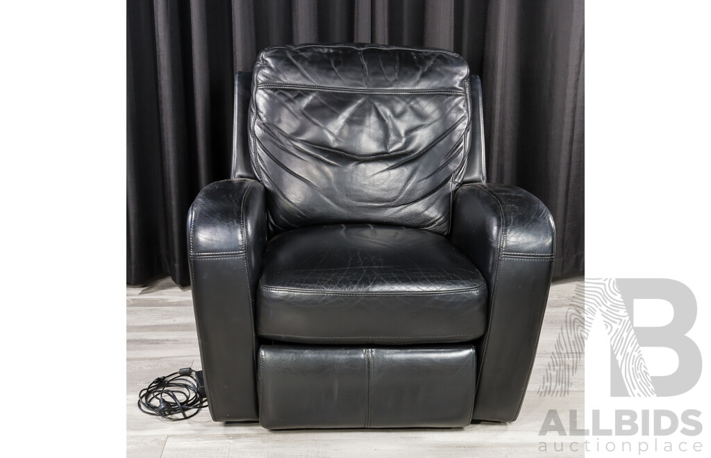 Modern Black Leather Electric Reclining Armchair