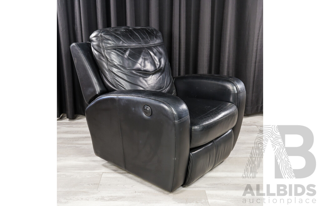 Modern Black Leather Electric Reclining Armchair