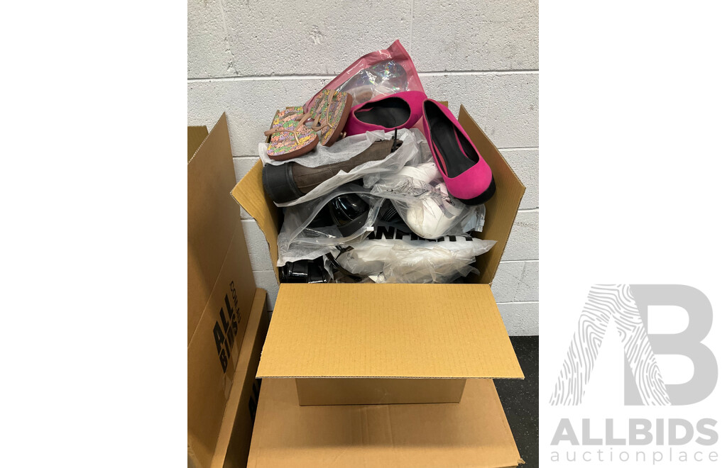 Assorted Clothing and Shoes - 4 Large Boxes