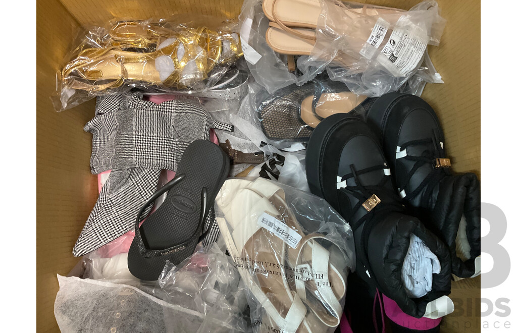 Assorted Clothing and Shoes - 4 Large Boxes