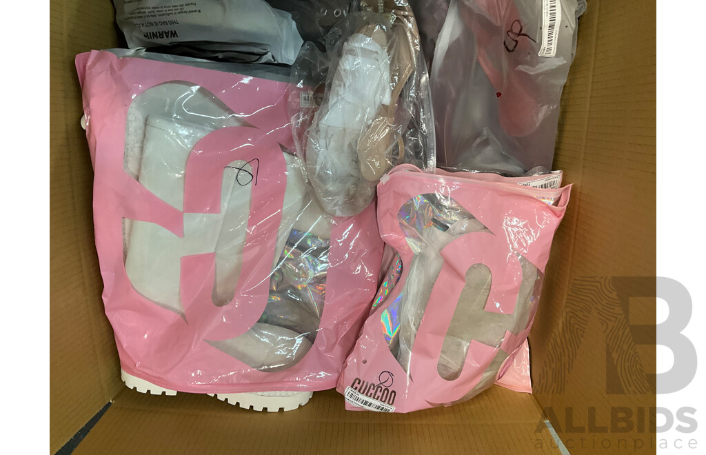 Assorted Clothing and Shoes - 4 Large Boxes