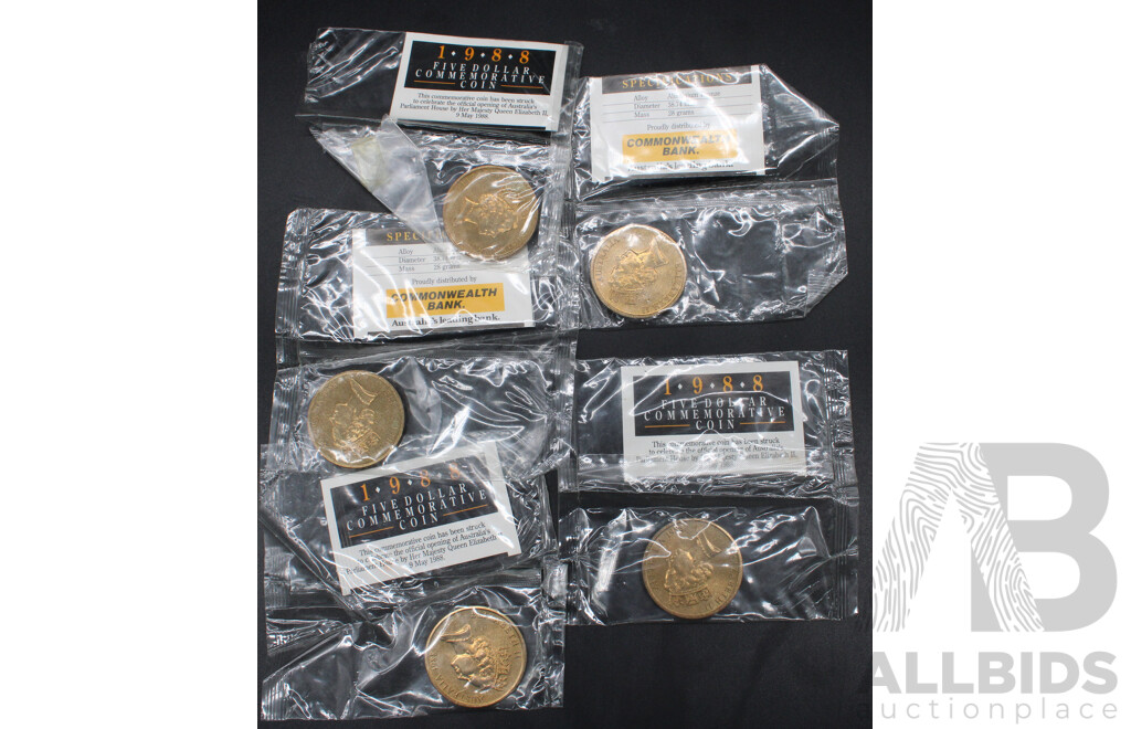 Five 1988 Five Dollar Commemorative Coins