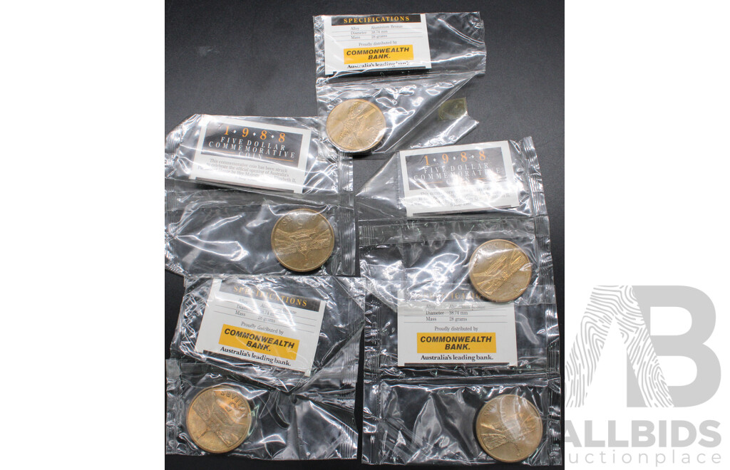 Five 1988 Five Dollar Commemorative Coins