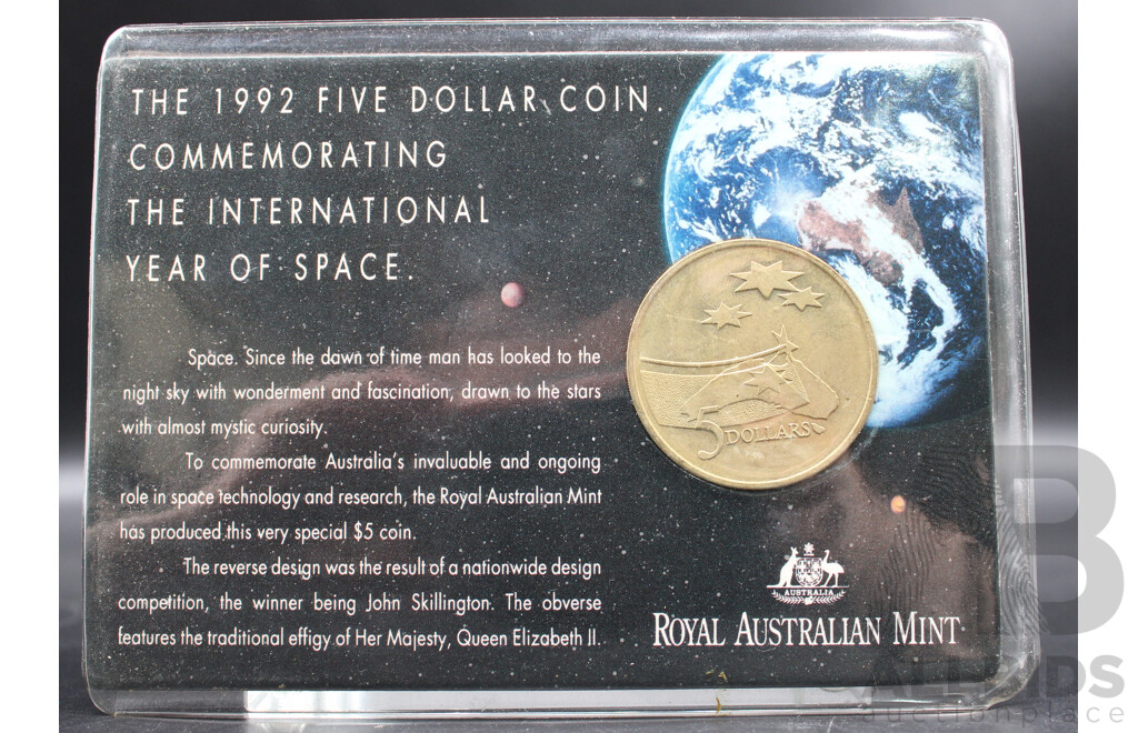 1992 RAM Year of Space & 1988 Five Dollar Commemorative Coin & 1981 H.R.H. the Prince of Wales and Lady Diana Spencer & Bicentennial Memento for School Students