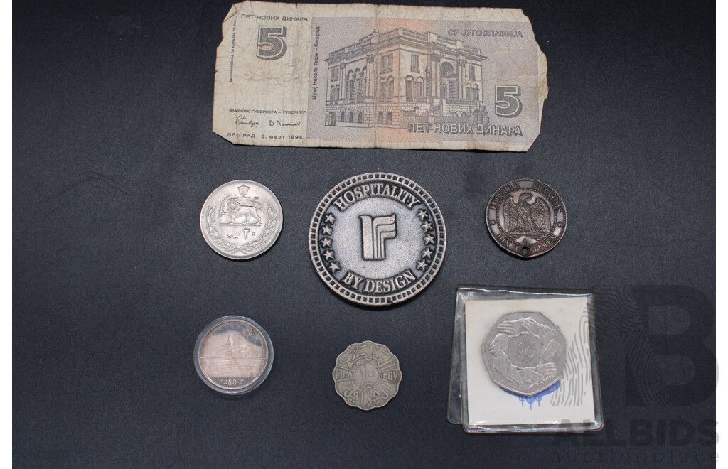 Assorted Collectable Coins and Note