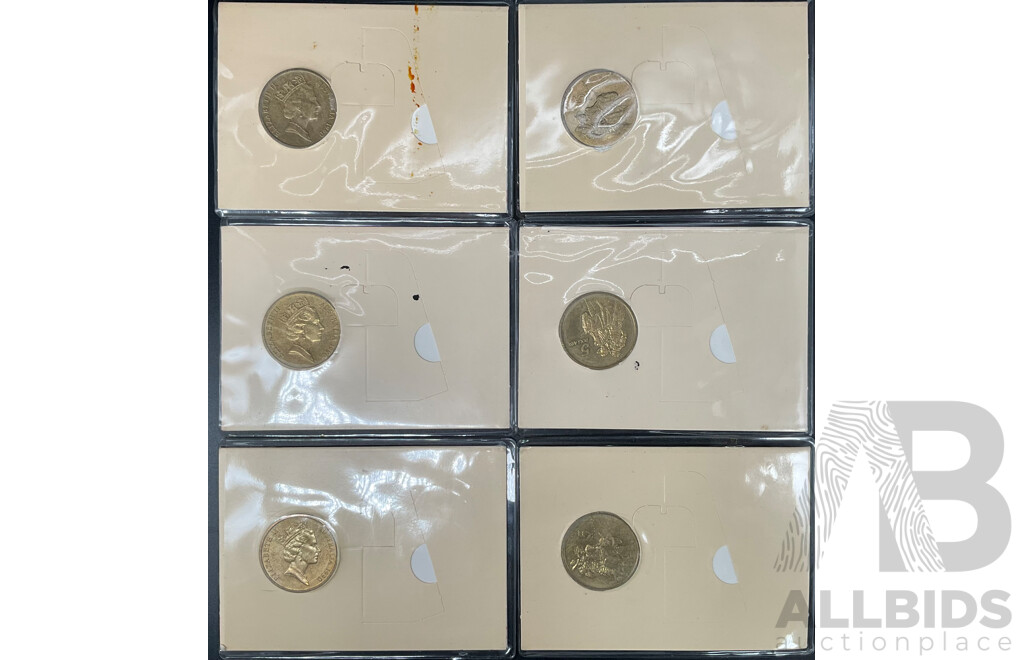 Six RAM 1990 the Anzac 75th Anniversary Five Dollar Commemorative Coins