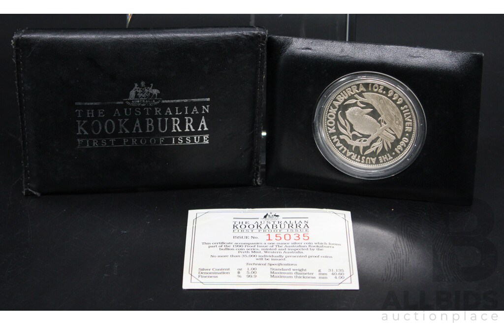 Australian 1995 Silver One Dollar Proof Coin - Kookaburra .999
