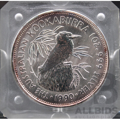 Australian Perth Mint 1990 Silver Five Dollar Coin,  Kookaburra .999