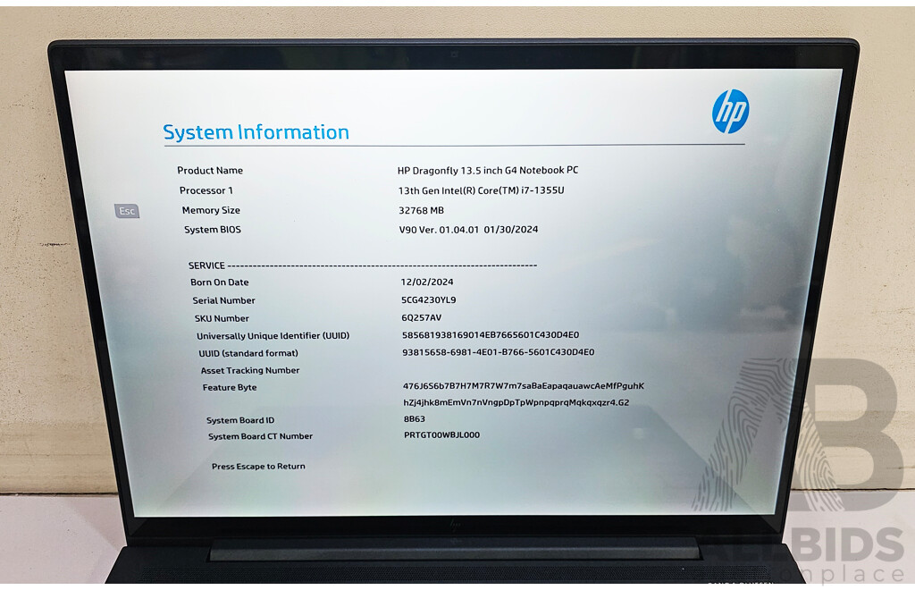 HP Dragonfly G4 Intel Core I7 13th Gen (1355U) 3.70GHz-5.00GHz 10-Core CPU 13.5-Inch Laptop