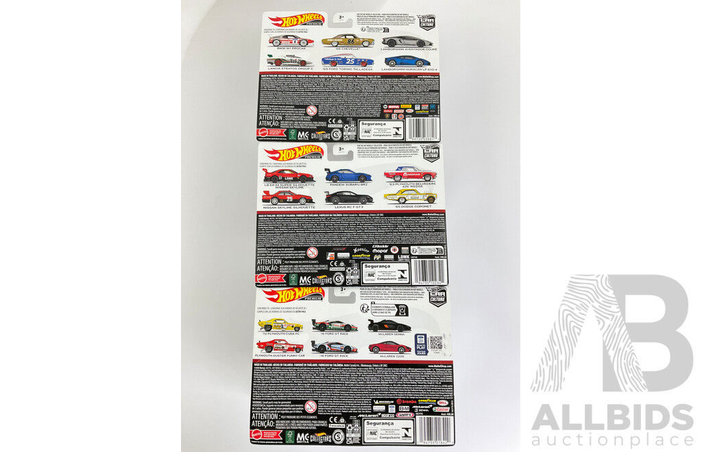 Boxed Hot Wheels Car Culture Ford GT Race, Nissan Skylines, BMW/Lancia Sets