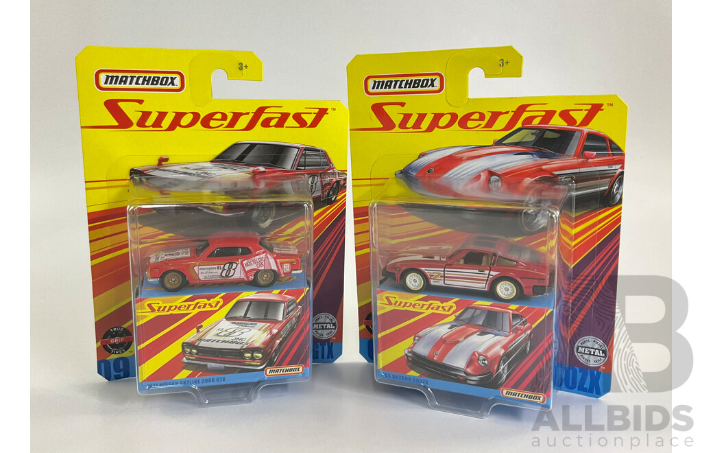 Boxed Matchbox Superfast 1982 Datsun 280ZX and 1971 Nissan Skyline 2000 GTX