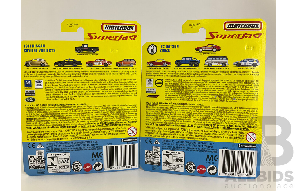 Boxed Matchbox Superfast 1982 Datsun 280ZX and 1971 Nissan Skyline 2000 GTX