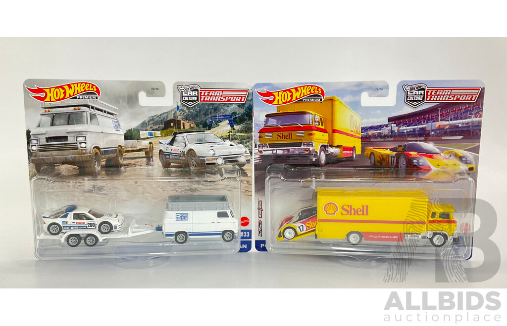 Boxed Hot Wheels Team Transporters, Sakura Sprinter and Rally Van Sets