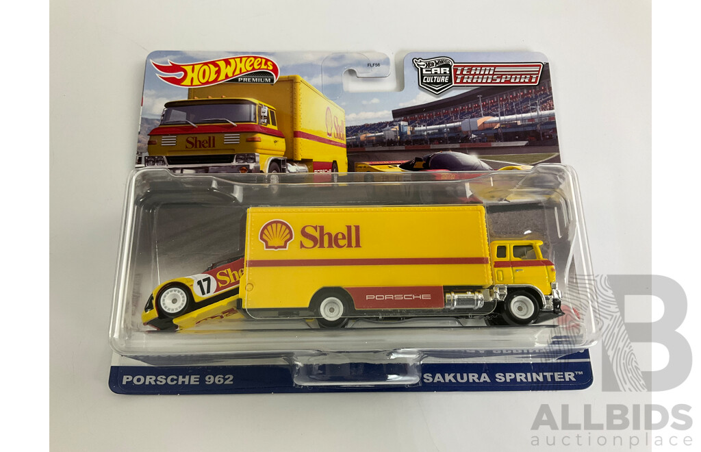 Boxed Hot Wheels Team Transporters, Sakura Sprinter and Rally Van Sets