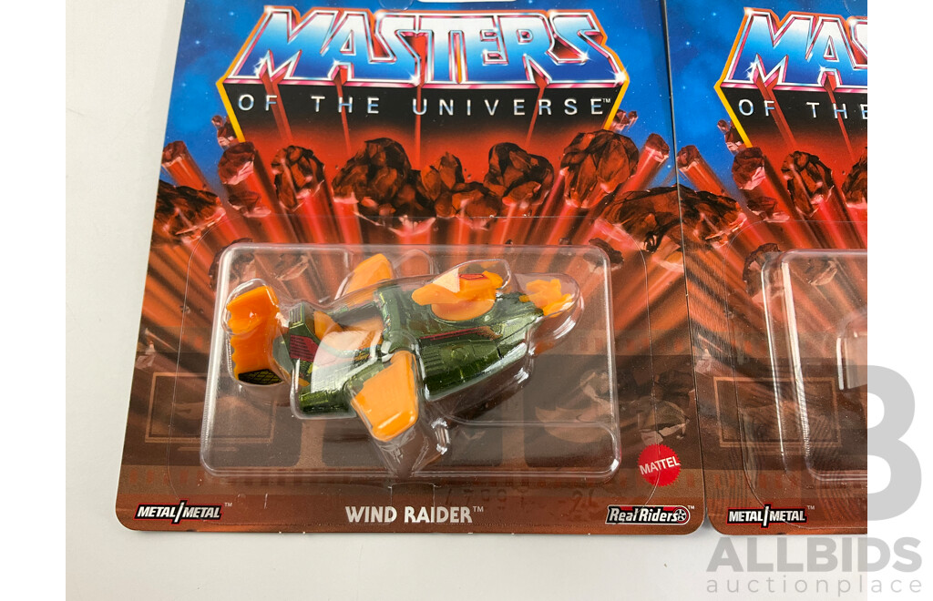 Boxed Hot Wheels Masters of the Universe Mercedes Unimog, 1970's Van, Land Shark and Wind Raider(2)