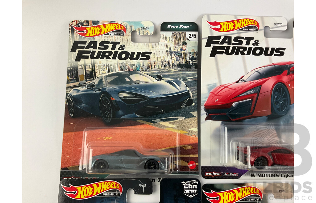 Ten Boxed Hot Wheels Sports Cars Including Bugatti, McLaren, Koenigsegg, Lykan, Lamborghini, Acura