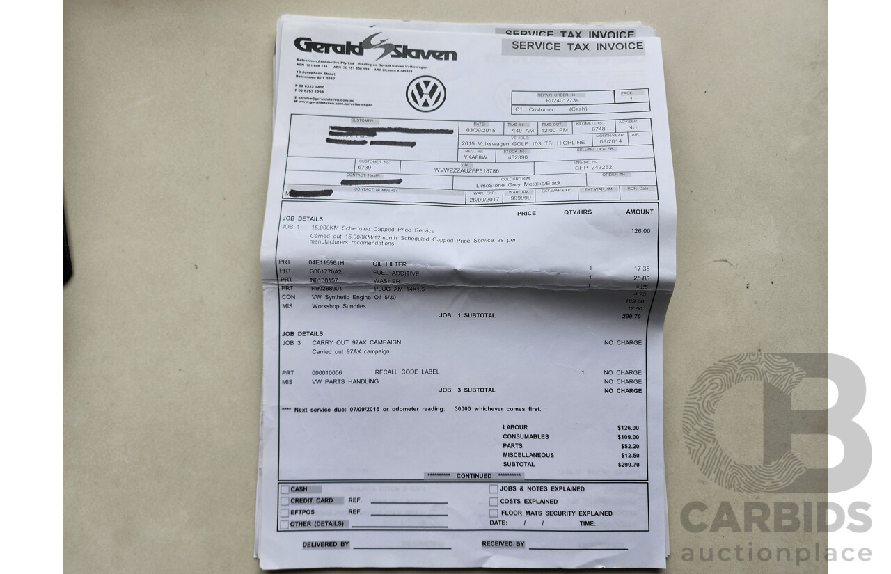 9/2014 Volkswagen Golf 118 TSI Comfortline AU 4d Wagon Grey 1.4L