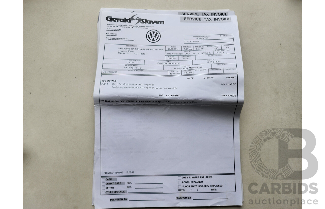 9/2014 Volkswagen Golf 118 TSI Comfortline AU 4d Wagon Grey 1.4L