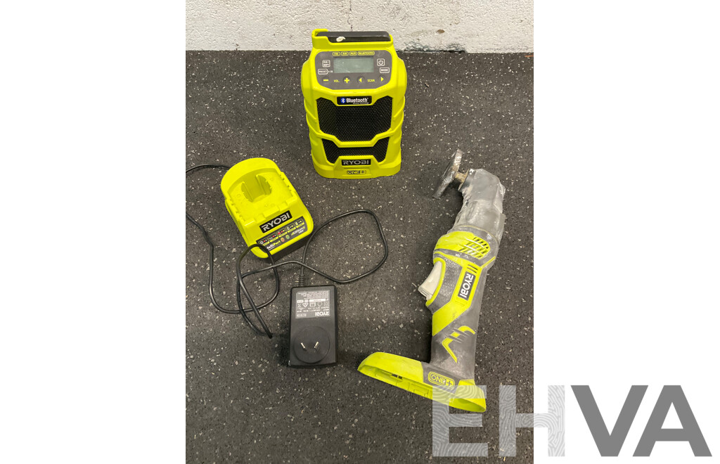 RYOBI ONE+ 18V (RMR1801) Multi Tool, (R18R) Radio and Battery Charger