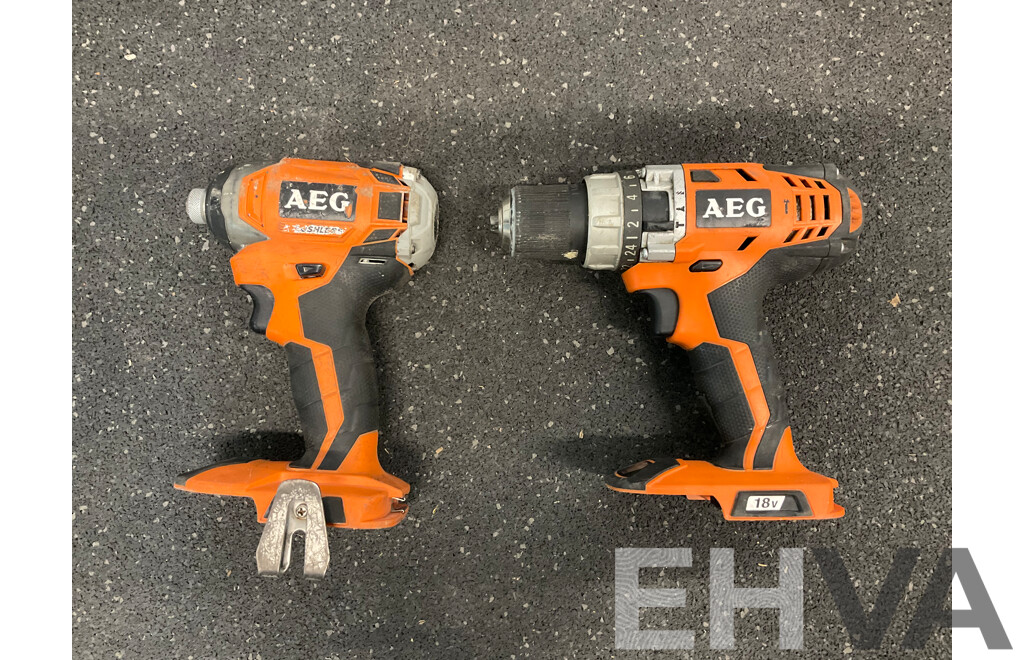 AEG (BSB18CB) Brushless Impact Driver and Hammer Drill - Lot of 2