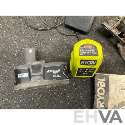 RYOBI 18V ONE+ (R18CSP) Circular Saw, Battery Charger and 5.0Ah Battery - Lot of 3