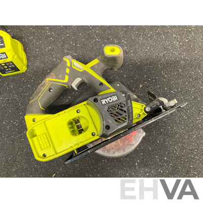 RYOBI 18V ONE+ (R18CSP) Circular Saw, Battery Charger and 5.0Ah Battery - Lot of 3