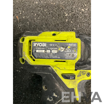RYOBI ONE+ 18V (RRS1801) Reciprocating Saw, (RID18C) Impact Driver, Carry Bag and Tool Belt