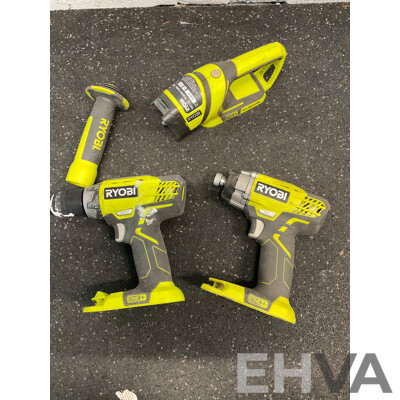 RYOBI ONE+ 18V (RID1801) Impact Driver, (RCD1802) Drill Driver and Krypton Lamp