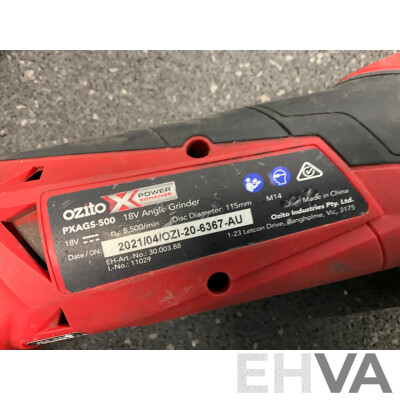 AEG 18V Hammer Drill and OZITO 18V Angle Grinder with 4.0Ah Battery - Lot of 2