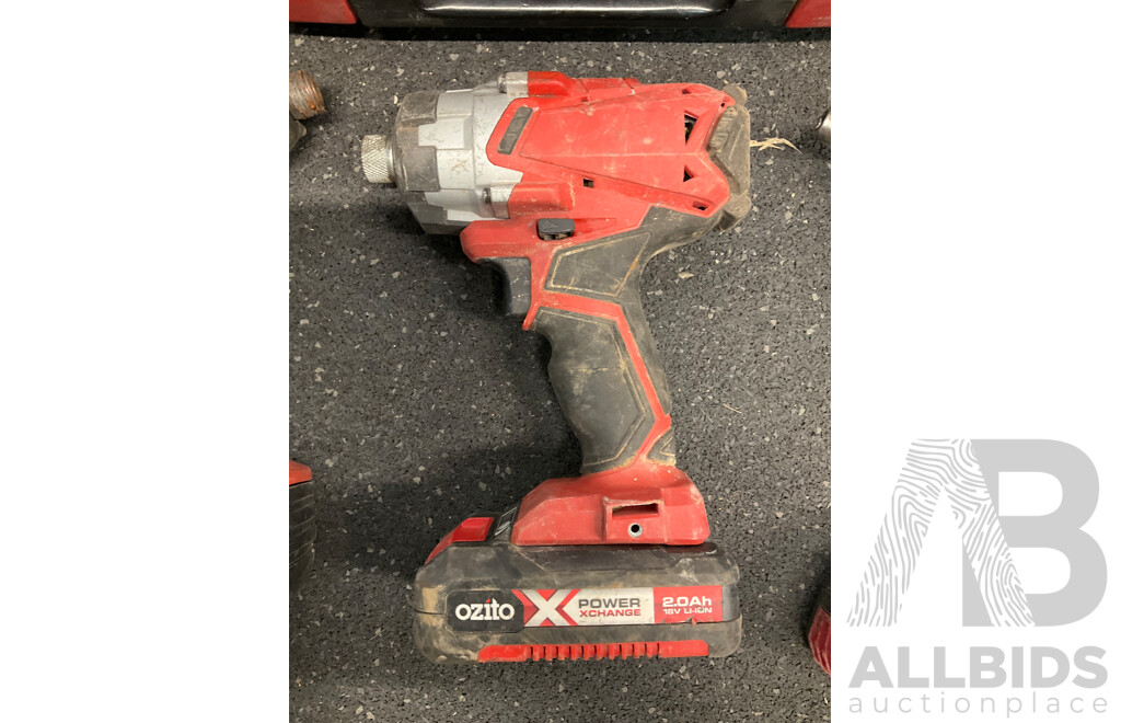 Assorted Tools - HILTI (SID144-A) with Battery, OZITO Impacty Driver with Battery and BOSCH Impact Driver with Battery and HILTI Carry Case - Lot of 4
