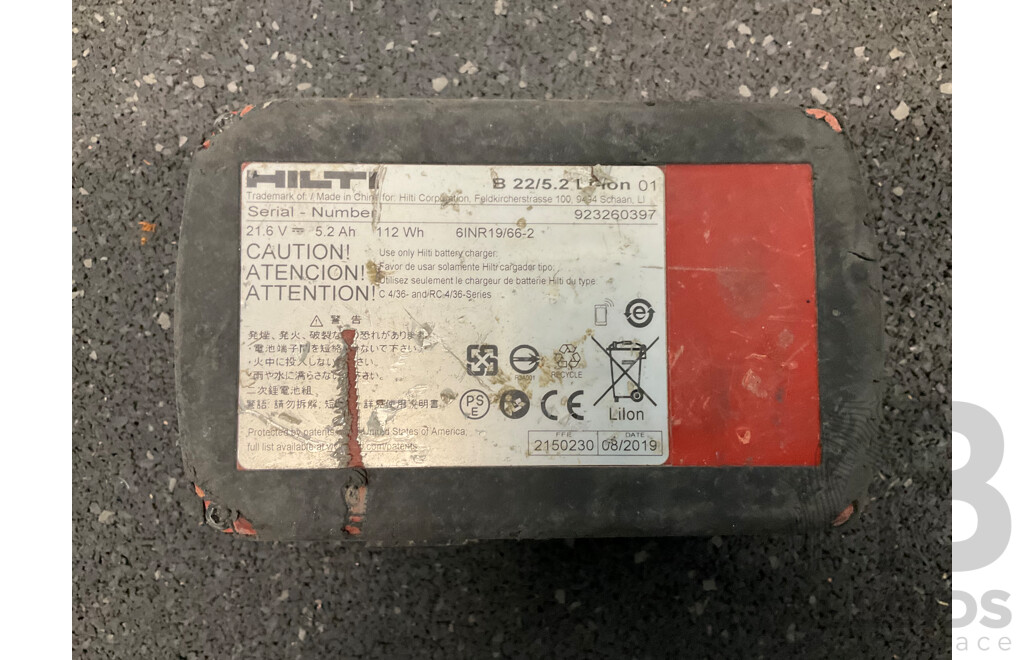 HILTI Battery Charger and Battery - Lot of 2