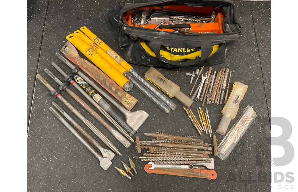 STANLEY Tool Bag with Assorted Drilling and Demolitoin Bits 