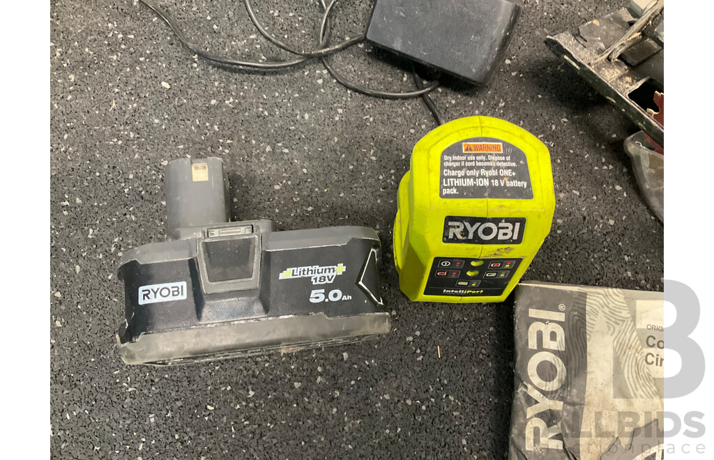 RYOBI 18V ONE+ (R18CSP) Circular Saw, Battery Charger and 5.0Ah Battery - Lot of 3