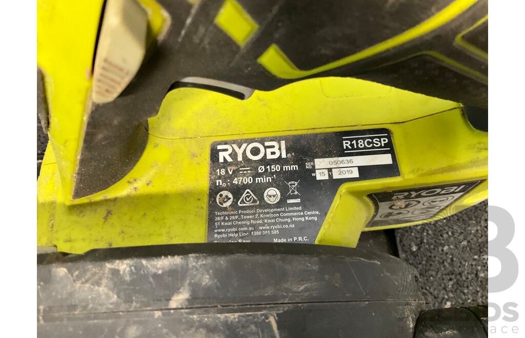 RYOBI 18V ONE+ (R18CSP) Circular Saw, Battery Charger and 5.0Ah Battery - Lot of 3