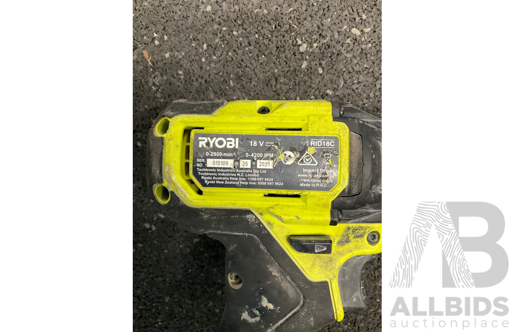 RYOBI ONE+ 18V (RRS1801) Reciprocating Saw, (RID18C) Impact Driver, Carry Bag and Tool Belt