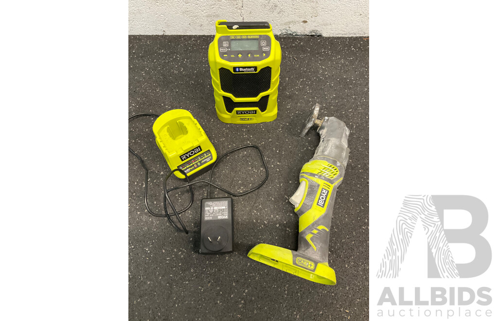 RYOBI ONE+ 18V (RMR1801) Multi Tool, (R18R) Radio and Battery Charger