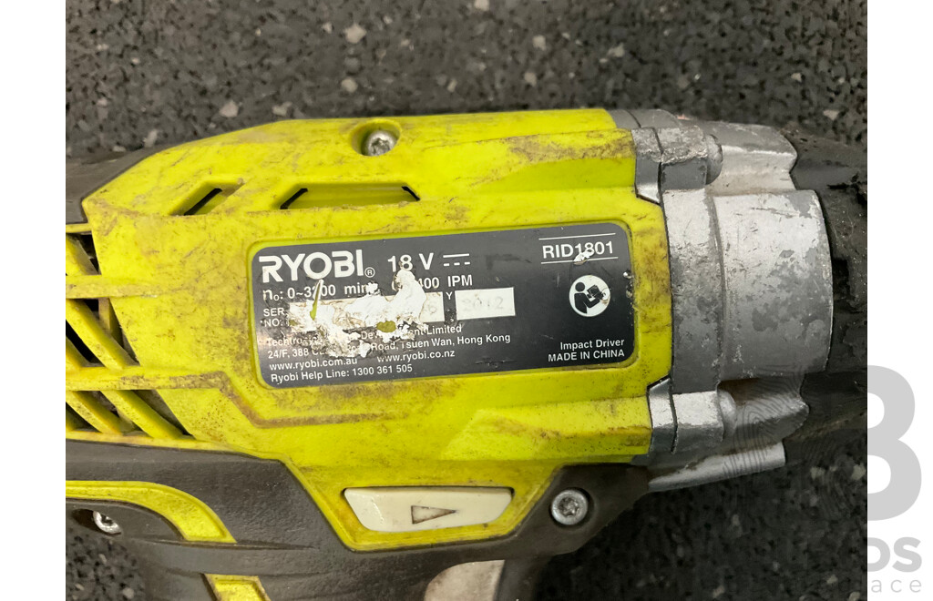 RYOBI ONE+ 18V (RID1801) Impact Driver with 2 Batteries - Lot of 3