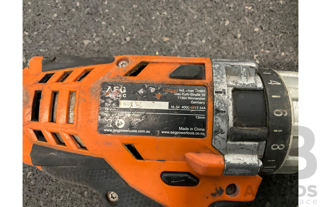 AEG 18V Hammer Drill and OZITO 18V Angle Grinder with 4.0Ah Battery - Lot of 2