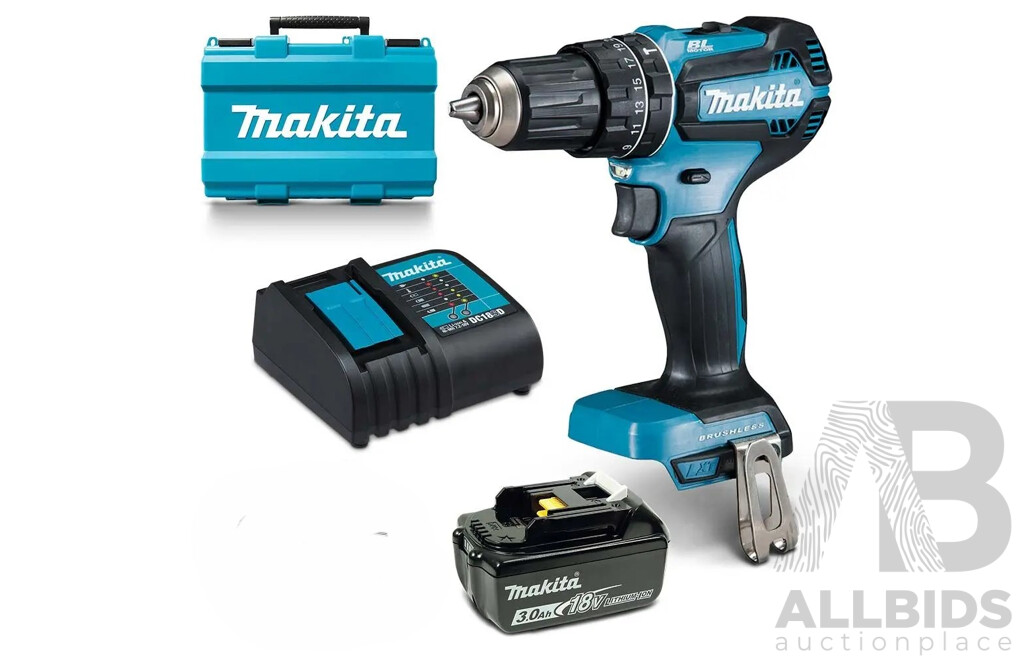 MAKITA (DHP485) 18V 13mm Brushless Hammer Driver Drill Kit 