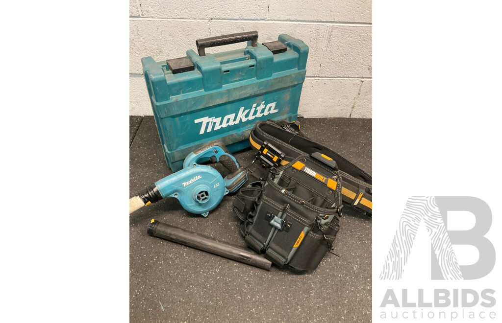 MAKITA (DUB182) Blower, TOUGHBUILT Electrician Pouch and Empty MAKITA Carry Box - Lot of 3