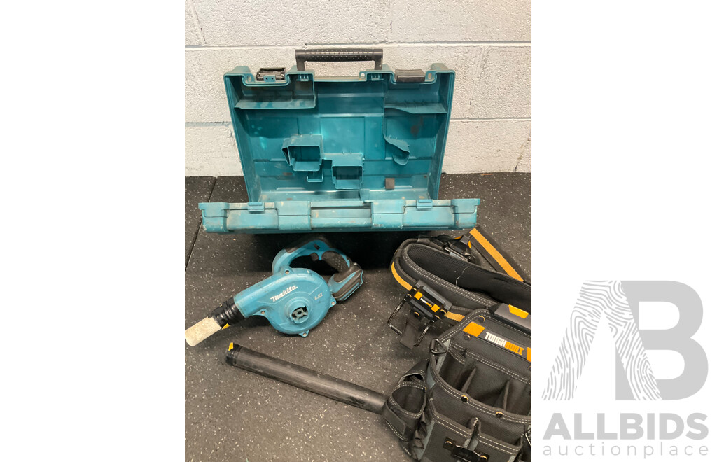 MAKITA (DUB182) Blower, TOUGHBUILT Electrician Pouch and Empty MAKITA Carry Box - Lot of 3